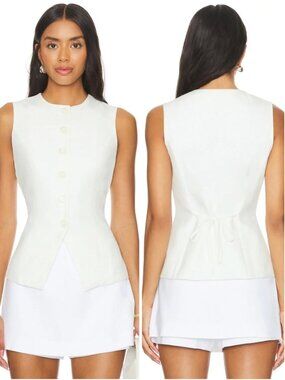 NWT SNDYS x REVOLVE Emiliana White Button Front Vest Top Size Small